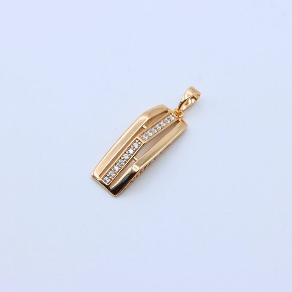 "Vertical Bar Rose Gold Pendant with Crystal Strip, XPPT1574 - Picture 10 of 13